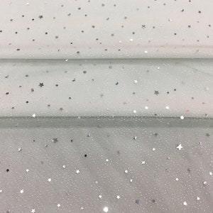 Sequin Lace Fabric,Star Lace Fabric,Wedding Tulle Mesh Fabric,White Wedding Fabric,Bridal Dress Fabric,White Fabric,Fabric By The Yard