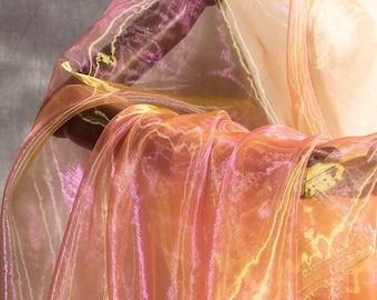 Iridescent Organza Fabric,Wedding Tulle Fabric,Pink Organza Fabric,Wedding Fabric,Bridal Dress Fabric,Iridescent Fabric,Fabric By 1/2 Yard