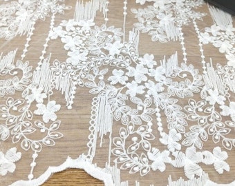 White Lace Fabric,Wedding Tulle Mesh Fabric,Embroidered Fabric,Wedding Lace Fabric,Bridal Dress Fabric,Flower Fabric,Fabric By Yard