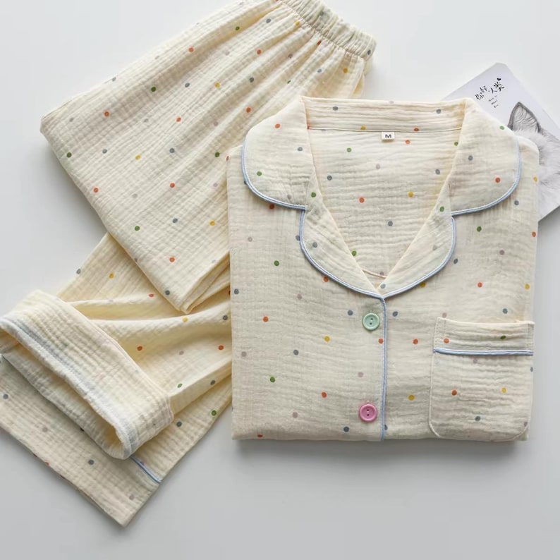 Cotton Double Gauze Fabric, Rainbow Polka Dot Print, Baby Muslin Cloth, Soft Breathable Fabric for Blanket, Quilting Sewing by 1/2 Yard image 7