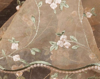 Flower Mesh Fabric,Wedding Tulle Mesh Fabric,Embroidered Fabric,Wedding Mesh Fabric,Bridal Dress Fabric,Flower Fabric,Fabric By 1/2 Yard