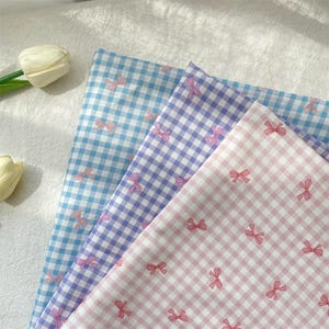 Bow Cotton Fabric,Pillow Fabric,Plaid Fabric,Gingham Fabric,Printed Flower Fabric,Soft Fabric,Dress Fabric,Fabric By Yard,Cotton Fabric