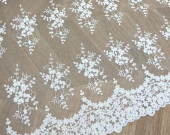 White Lace Fabric,Wedding Tulle Mesh Fabric,Embroidered Fabric,Wedding Lace Fabric,Bridal Dress Fabric,Flower Fabric,Fabric By Yard