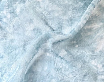 Tie Dye Linen Fabric,Blue Fabric,Floral Fabric,Printed Linen Fabric,Soft Fabric,Summer Dress Fabric,Fabric By 1/2 Yard,Linen Fabric