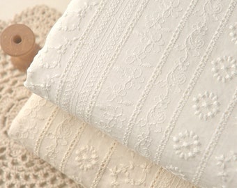 Tessuto di cotone bianco,Tessuto di cotone crema,Tessuto floreale,Tessuto cuscino,Tessuto morbido,Tessuto abito estivo,Tessuto tagliato su misura,Tessuto di cotone