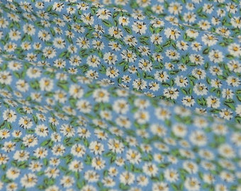 Blumen Baumwollstoff,Blauer Stoff,Blumen Stoff,Gedruckt Blumen Stoff,Weicher Stoff,Sommerkleid Stoff,Stoff von 1/2 Yard,Baumwollstoff