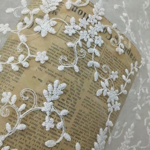 White Organza Fabric,Wedding Organza Fabric,Embroidered Fabric,Wedding Fabric,Bridal Dress Fabric,Flower Fabric,Fabric By 1/2 Yard image 8