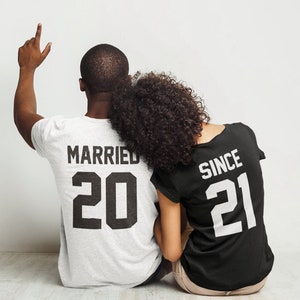 Custom Couple Tees - &quot;Married Since&quot; with Year | Anniversary Gift - Matching Shirts