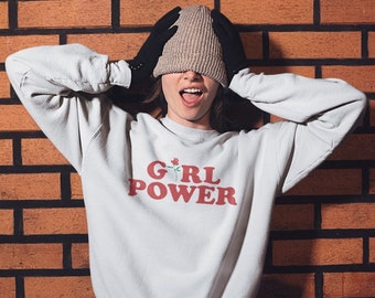 Vêtements automne méditerranéen - Meilleur cadeau personnalisé pour elle - Sweat Girl Power - Cadeau fait main unique - Sweat femme unique