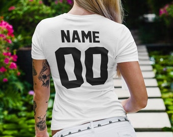 Custom Tops and Tees - Personalized Name and Number Womens Shirt - Custom Fashion Gift for Friend - Womens Clothing