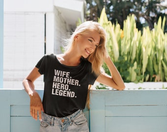 Personalisiertes Shirt für Sie - Einzigartige Damenbekleidung - Frau, Mutter, Heldin, Legende Shirt - Benutzerdefinierte mediterraner Stil für Mama - Geschenk für Mama