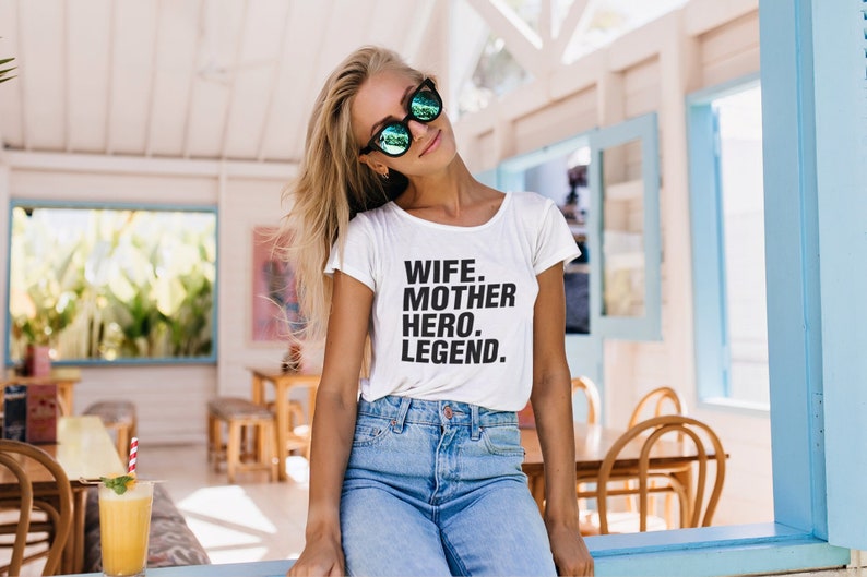 Personalized Mothers Day Gift for Mama Unique Womens Clothing Wife, Mother, Hero, Legend Shirt Handmade First Mothers Day Gift for her image 3