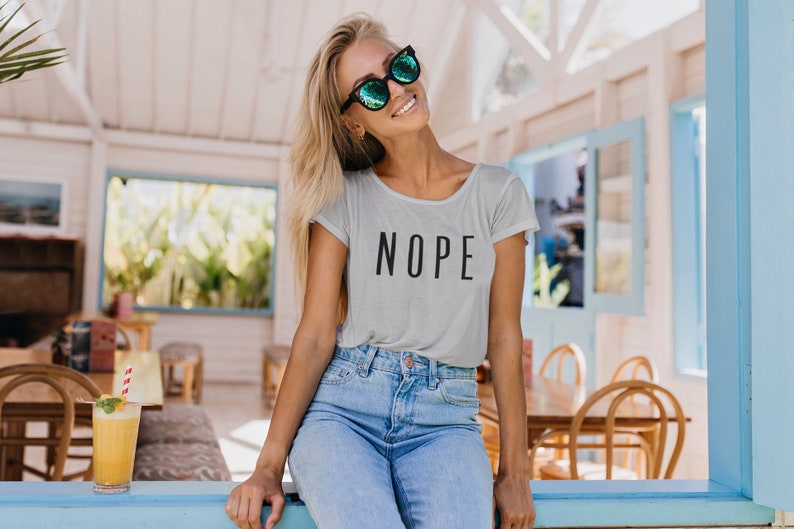 nope womens fashion graphic t-shirt cool vintage look