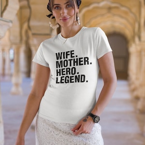 Personalized Mothers Day Gift for Mama Unique Womens Clothing Wife, Mother, Hero, Legend Shirt Handmade First Mothers Day Gift for her image 2