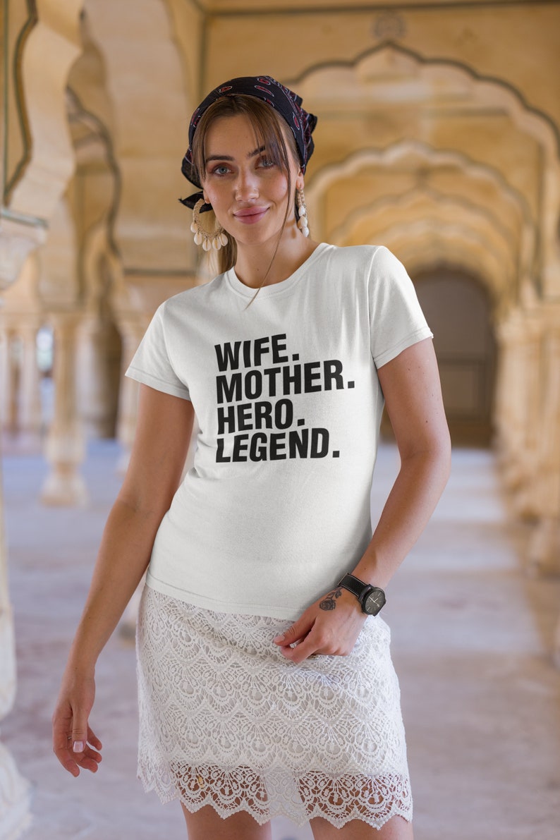 Personalized Mothers Day Gift for Mama Unique Womens Clothing Wife, Mother, Hero, Legend Shirt Handmade First Mothers Day Gift for her image 2
