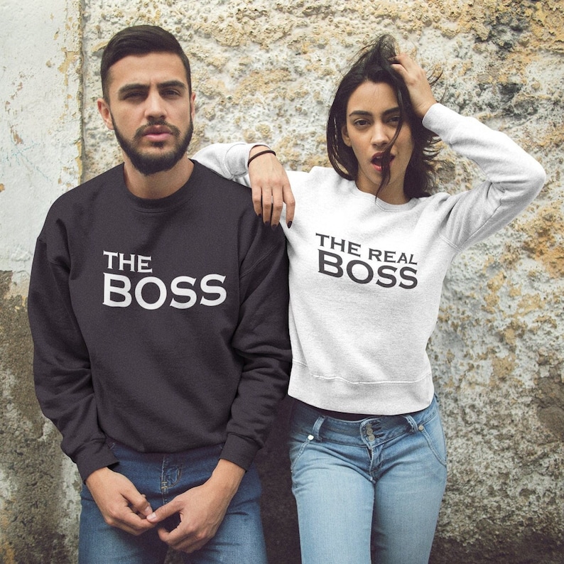 Unique Fathers Day Gift Personalized Gift for Dad, Personalized Sweatshirt The Boss The Real Boss New Dad Fashion Gift image 1