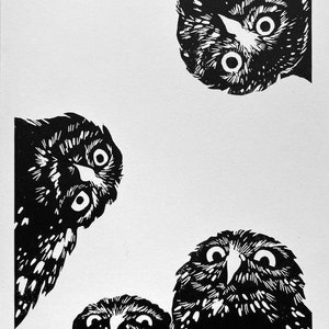 Owls, hugs, love owls, cozy couple, art lino print, Handmade Linocut unique Print, Original Hand Carved, gift, signed gift for Christmas