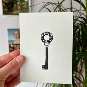 Linoprint Key Art: Minimalist Block Print (10.5x14.5 cm)
