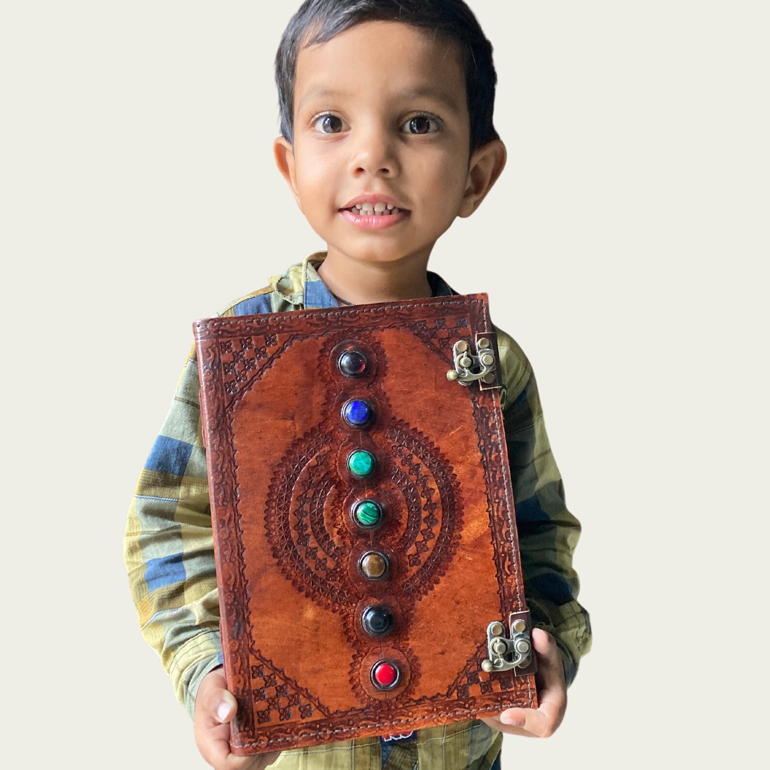 Buy Handmade Leather Journal With Free Personalized Bookmark, Seven