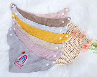 Customizable muslin baby and toddler neckerchiefs, triangular scarves, burp cloths, cotton gauze bibs,baby gift