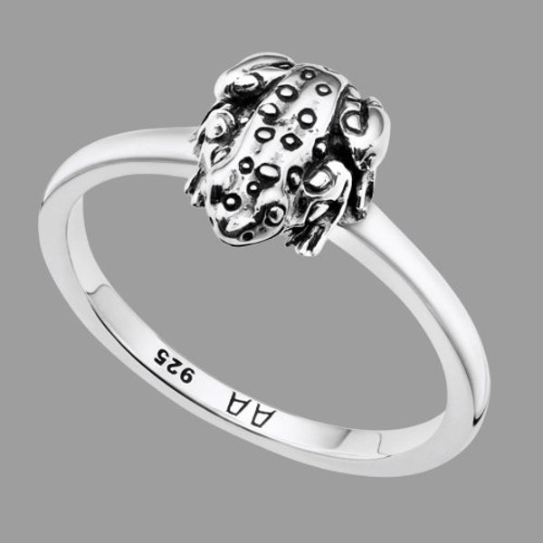 Personalized .925 Sterling Silver Peeping Frog Ring