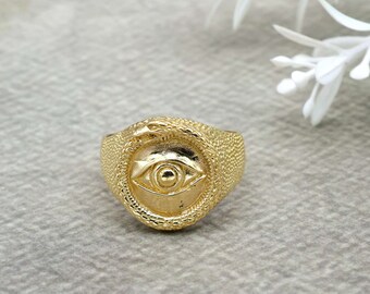 Evil Eye Ring, Women's and Men Evil Eye gold jewelry,  Evil Eye Protection Ring, Good Luck Ring, Evil Eye Gifts.