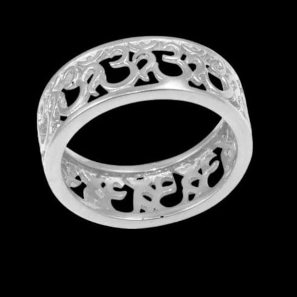 925 Sterling Silver Om Ring, Protection Ring, Tibetan Ring , Meditation Ring, Gift for Her.