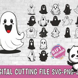 Ghost svg, Cute ghost bundle clipart, Spooky season svg, Ghost outline svg, Cricut Halloween svg, Kids Halloween svg, Minimalist ghost svg
