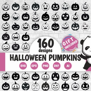 160 Cute Simple Halloween Pumpkins SVG, Fall Pumpkin Svg, Silhouette Cameo, Cricut,Cutting Files, Svg Files, Halloween clipart, png dxf eps