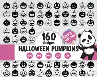 160 Cute Simple Halloween Pumpkins SVG, Fall Pumpkin Svg, Silhouette Cameo, Cricut,Cutting Files, Svg Files, Halloween clipart, png dxf eps