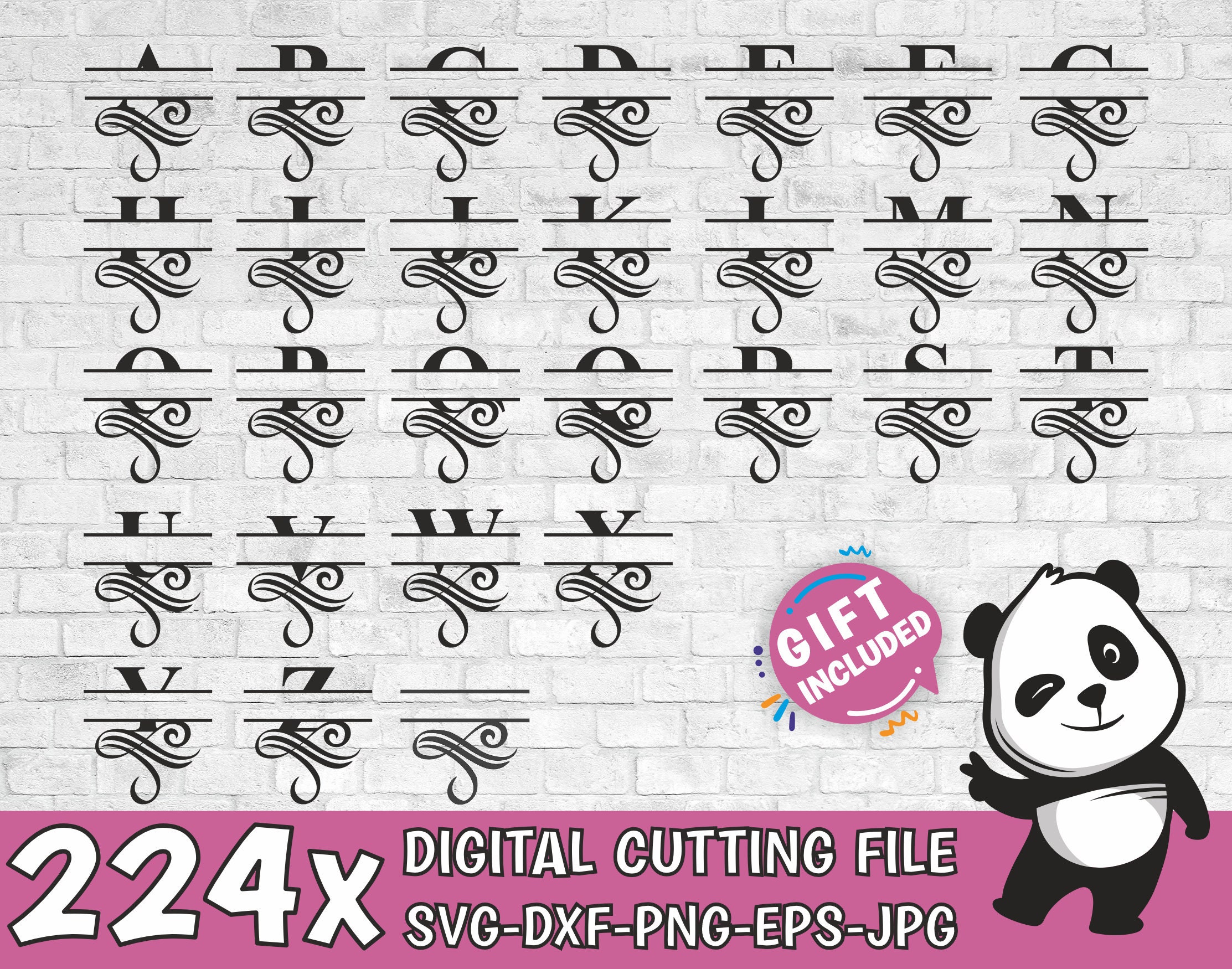 Split Monogram Letters SVG Alphabet, Individual Files Png, Split Svg ...