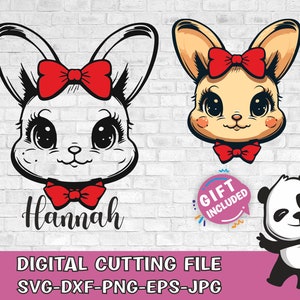 Conejito de Pascua SVG, Marco con nombre de conejito SVG, Primavera Svg, Conejito SVG, Pascua Svg, Cristiano Svg, Sublimación, Archivo de corte, ClipArt (svg/png/dxf/eps)