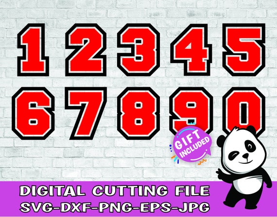 Jersey Number Template Black Bold/red SVG Cut File - Etsy Australia