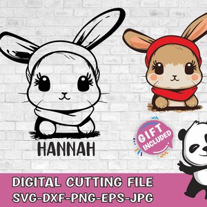 Conejito de Pascua SVG, Marco con nombre de conejito SVG, Primavera Svg, Conejito SVG, Pascua SVG, Cristiano SVG, Archivo de corte, Sublimación, ClipArt (archivos SVG/PNG/DXF)