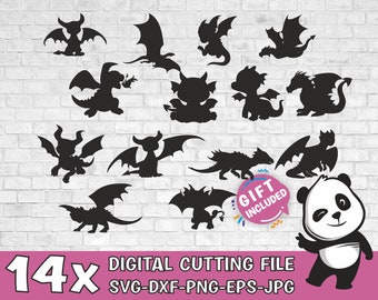 14 Funny Baby Dragon SVG Cut File Bundle | Commercial use | Instant and Digital download