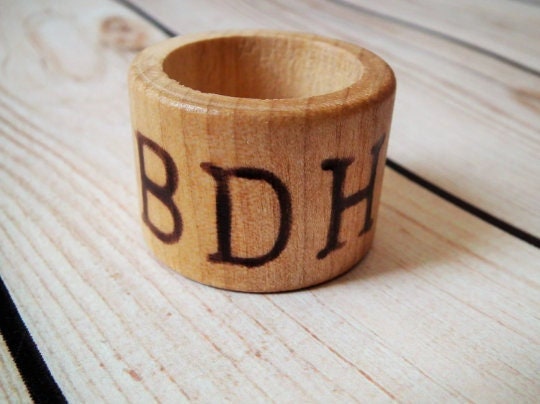 Monogram wood napkin rings personalized with your initials rustic wedding decor minimalist wood place settings