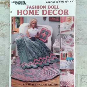 1993 Leisure Arts Fashion Doll Home Decor, 15 modelos de Maggie Weldon, Folheto 2449