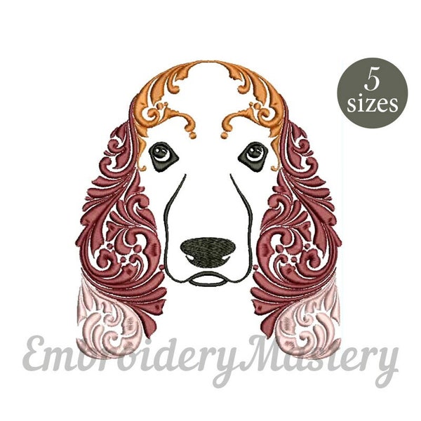 Spaniel dog machine embroidery design. 5 sizes. Instant download