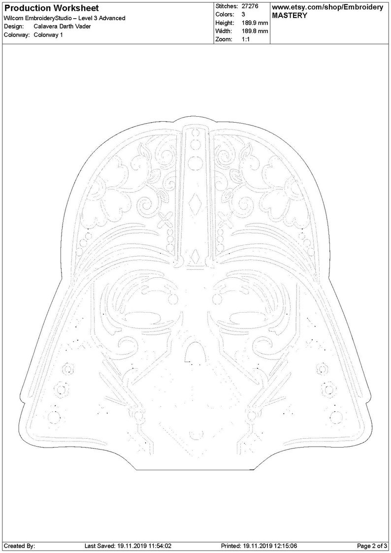 Star Wars embroidery. Darth Vader raw edge applique. Digitized embroidery. 5 sizes image 3