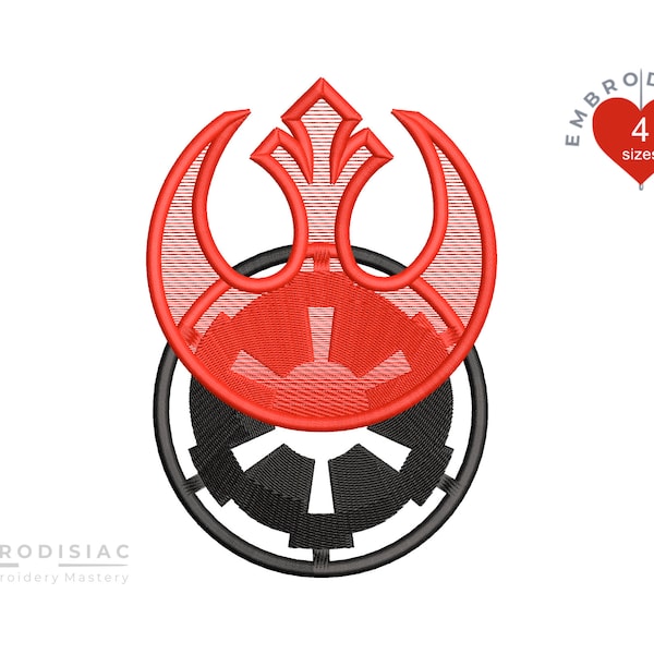 Star Wars Machine embroidery design. Rebel Alliance and Galactic Empire. Trendy embroidery. 4 sizes. Instant download