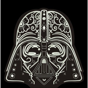 Star Wars embroidery. Darth Vader raw edge applique. Digitized embroidery. 5 sizes image 1