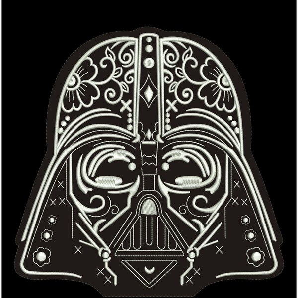 Star Wars embroidery. Darth Vader raw edge applique. Digitized embroidery. 5 sizes