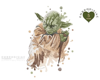 Machine embroidery files YODA. Trendy embroidery Star Wars decor. 5 sizes Instant download