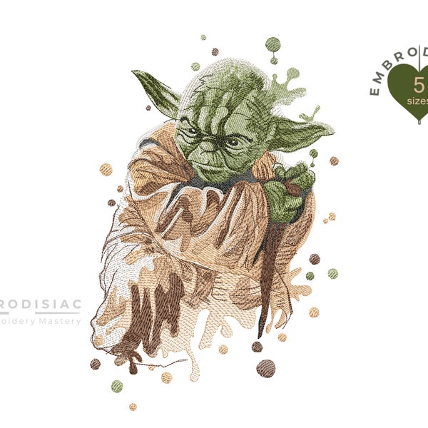 Maschinenstickdateien YODA. Trendy Stickerei Star Wars Dekor. 5 Größen Sofortiger Download