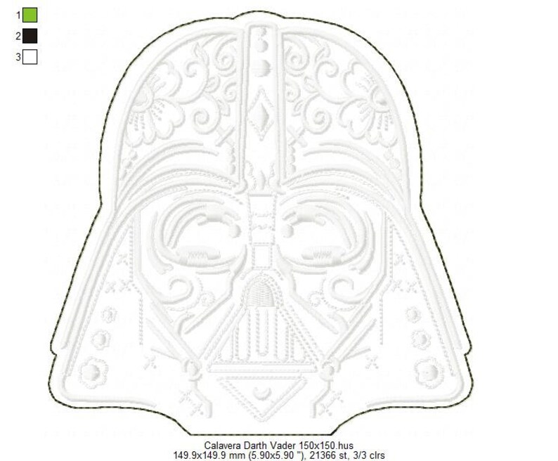 Star Wars embroidery. Darth Vader raw edge applique. Digitized embroidery. 5 sizes image 7