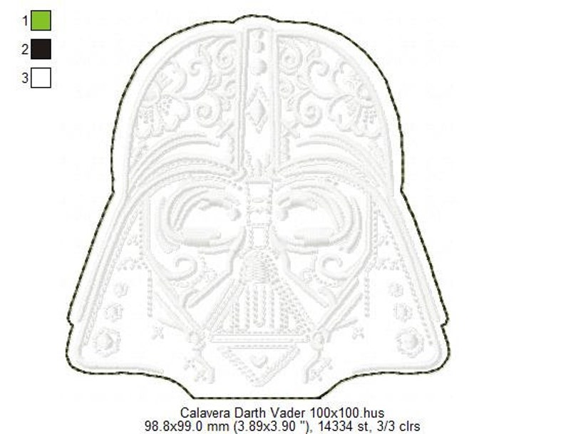 Star Wars embroidery. Darth Vader raw edge applique. Digitized embroidery. 5 sizes image 5