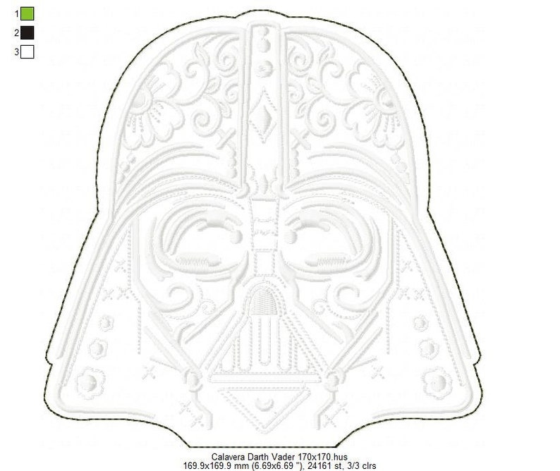 Star Wars embroidery. Darth Vader raw edge applique. Digitized embroidery. 5 sizes image 8