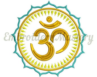 OM IN CHAKRA machine embroidery design. Yoga embroidery. Mantra om embroidery design. Spiritual sign. 6 sizes