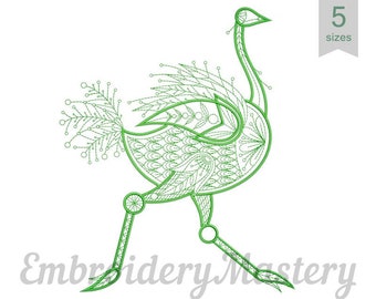 Machine embroidery designs Ornate Ostrich. 5 sizes. Instant download