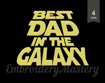 Regalo del día del padre - Mejor papá en el diseño de bordado de la máquina Galaxy. 4 tallas. Descarga instantánea.